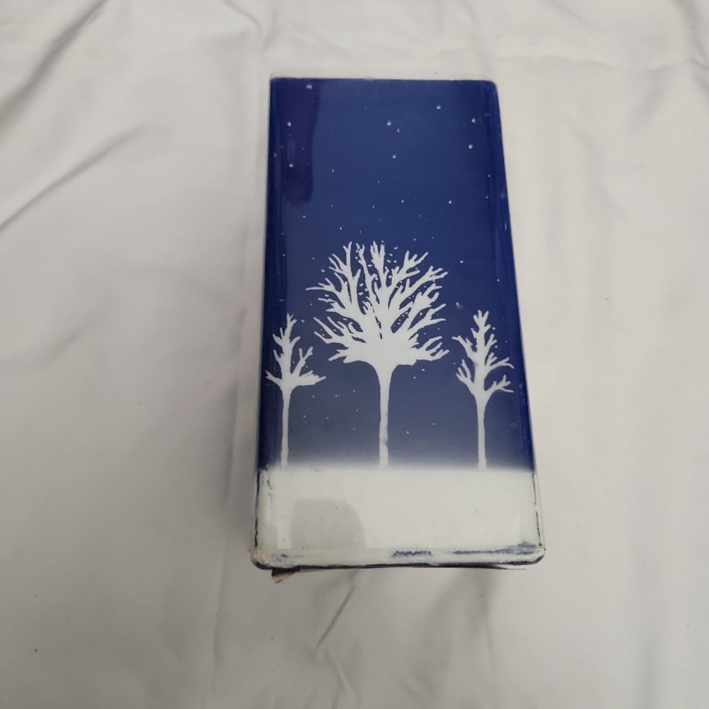 New Atico royal sapphire blue tree nature pillar candle #Z1